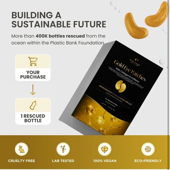 NEW PLANTIFIQUE Gold Under Eye Patches for Puffy Eyes and Dark Circles 20 Pairs - Picture 6 of 7